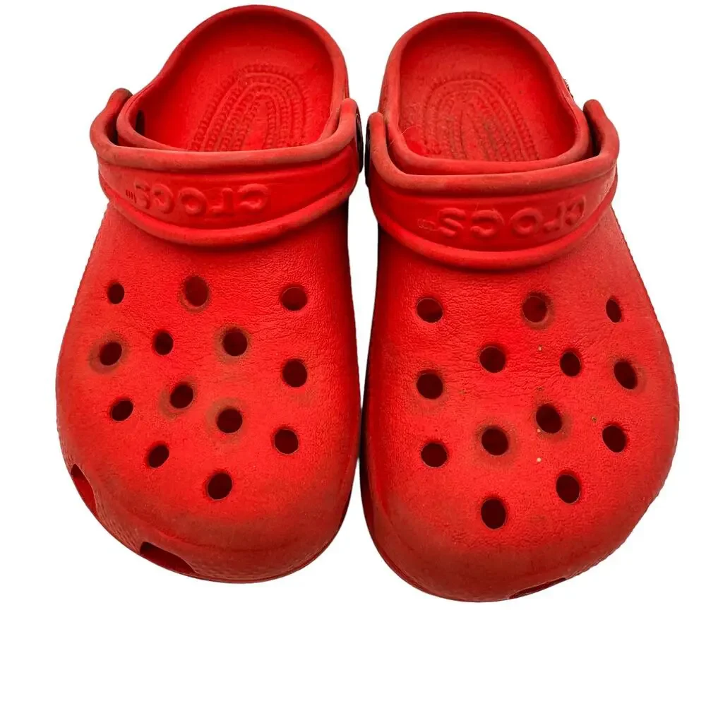 Crocs Unisex Kids Classic Comfortable Slip On Water Shoes Clog Red Sz: M-1 / W-3